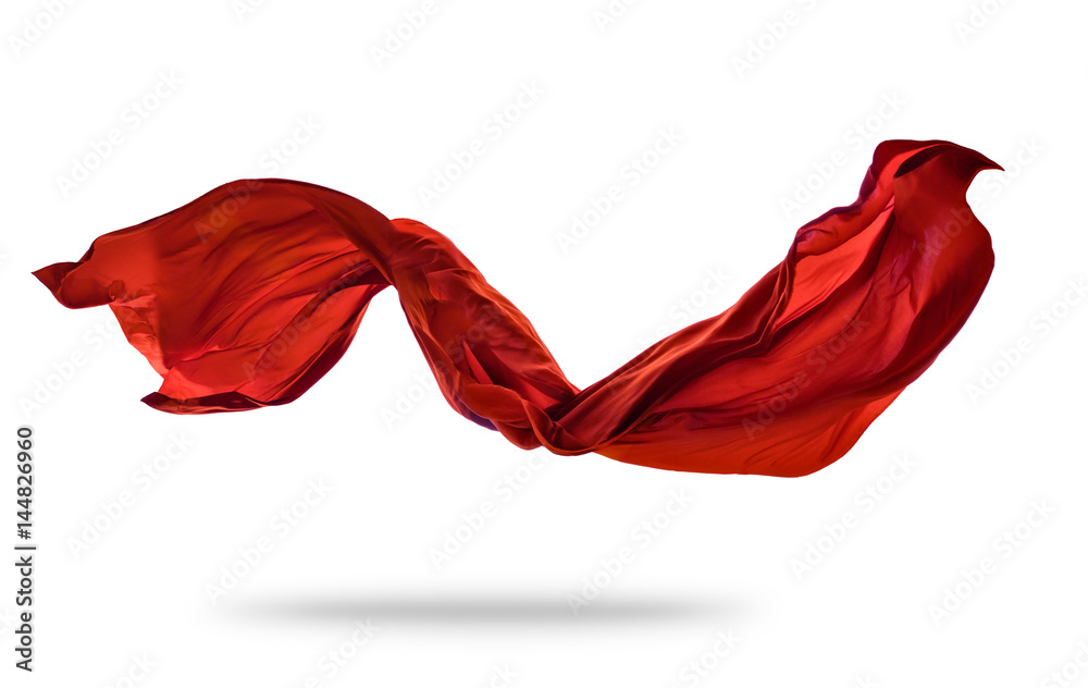 Smooth elegant red cloth on white background - obrazy, fototapety, plakaty 