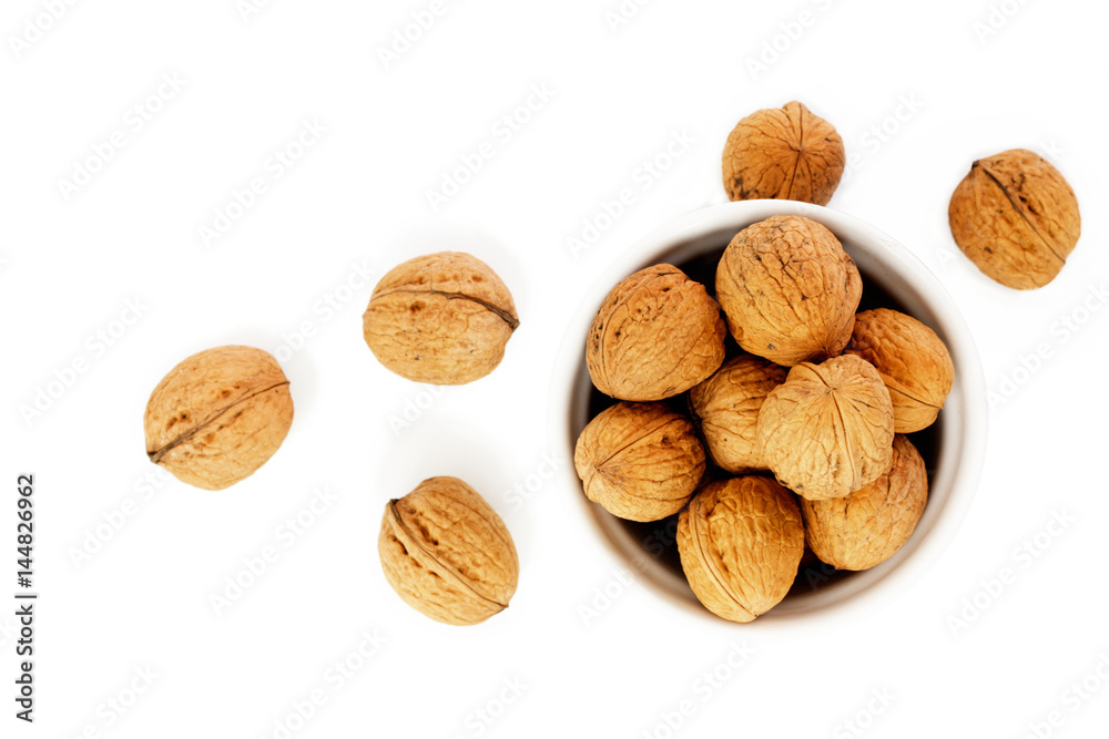Natural walnuts isolated on white background Natural walnuts isolated on white background