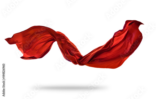 Smooth elegant red cloth on white background photo