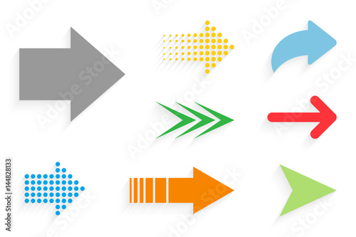 Arrow color icon with shadow. Arrow in flat style for your design photo