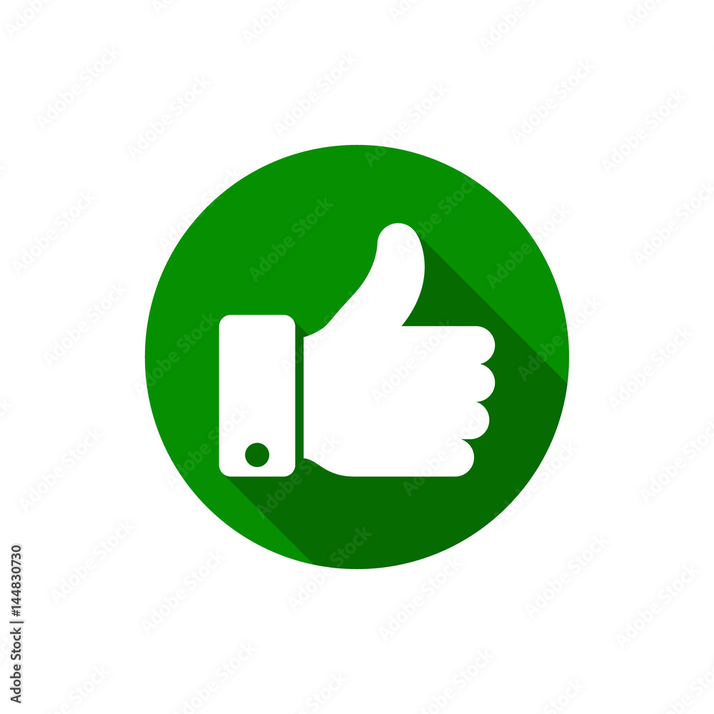 Vector thumb up icon, green round flat symbol. Vector thumb up icon, green round flat symbol.