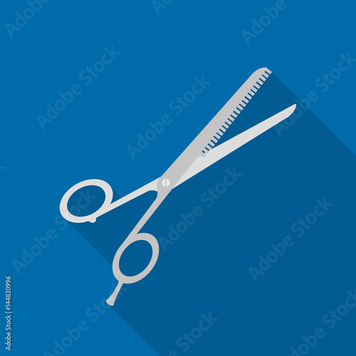 Thinning shears icon in flat style isolated on white background. Hairdressery symbol stock vector illustration.