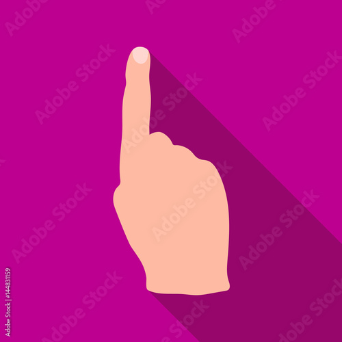 Raised index finger icon in flat style isolated on white background. Hand gestures symbol stock vector illustration.