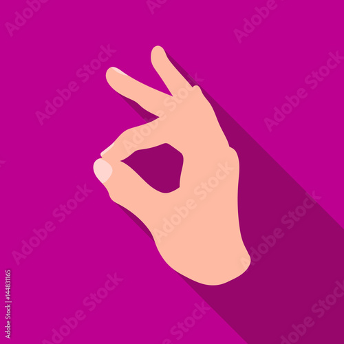 Okay sign icon in flat style isolated on white background. Hand gestures symbol stock vector illustration.