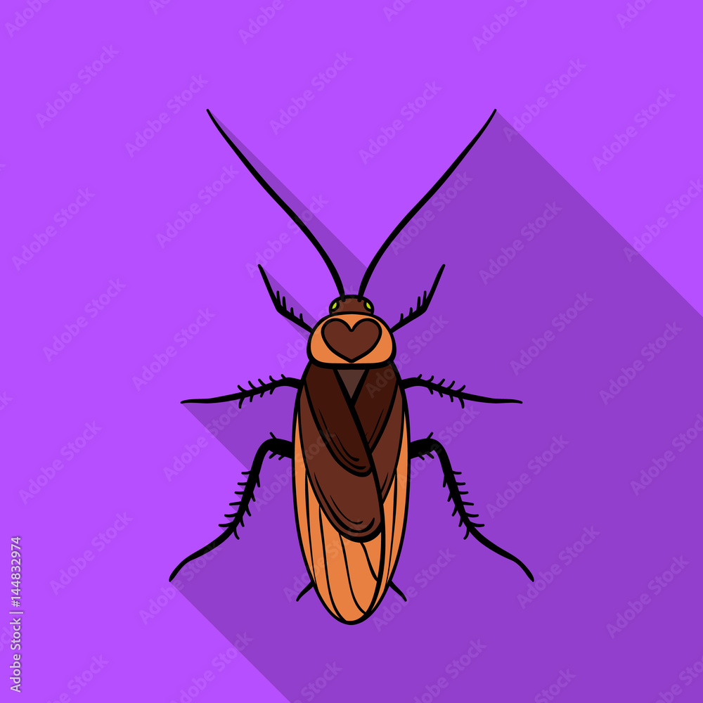 Cockroach icon in flat style isolated on white background. Insects ...