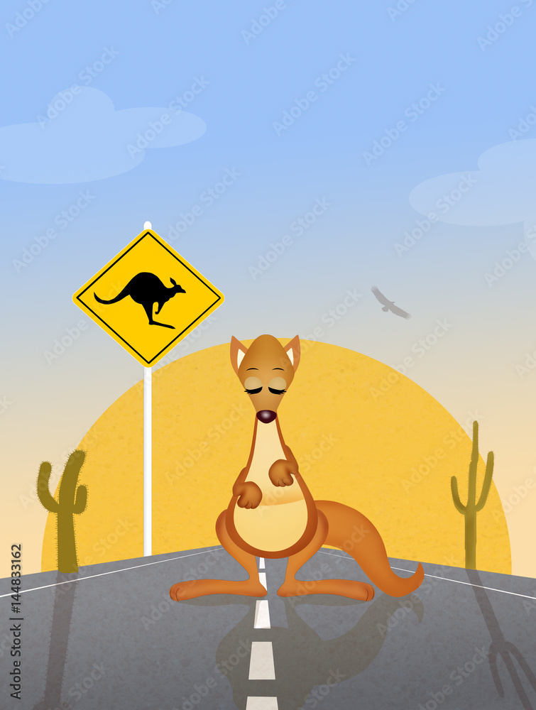 Fototapeta premium kangaroos crossing sign