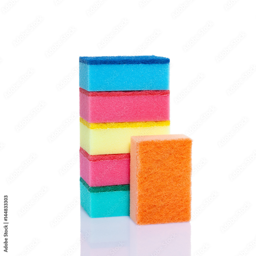 Stack of kitchen sponges on white background isolated Stack of kitchen sponges on white background isolated