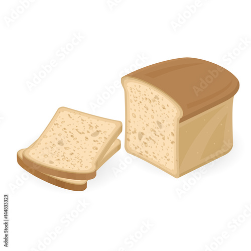 Bread, sliced on a white background. Isometric view. Vector flat illustration.