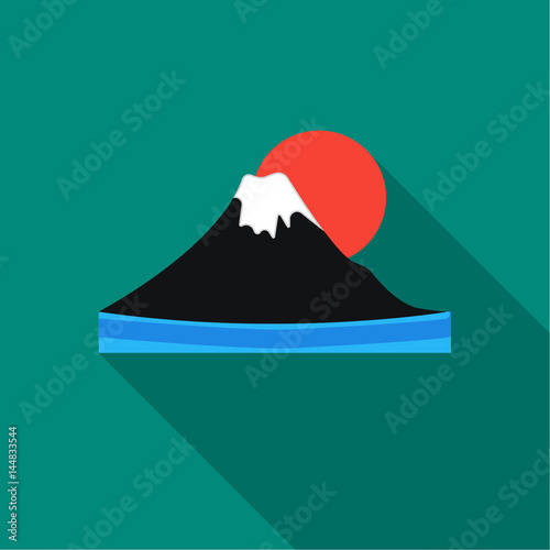 Mount Fuji icon in flat style isolated on white background. Japan symbol stock vector illustration.