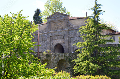 View of the S. Agostino Gate from Via Noca, Bergamo, Italy photo