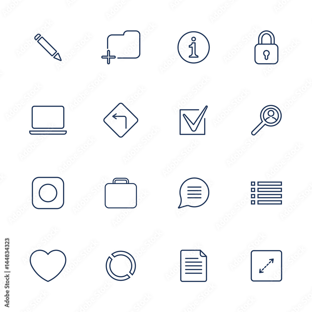 Set of 16 vector icons for software, application or websites - social media and technology Set of 16 vector icons for software, application or websites - social media and technology
