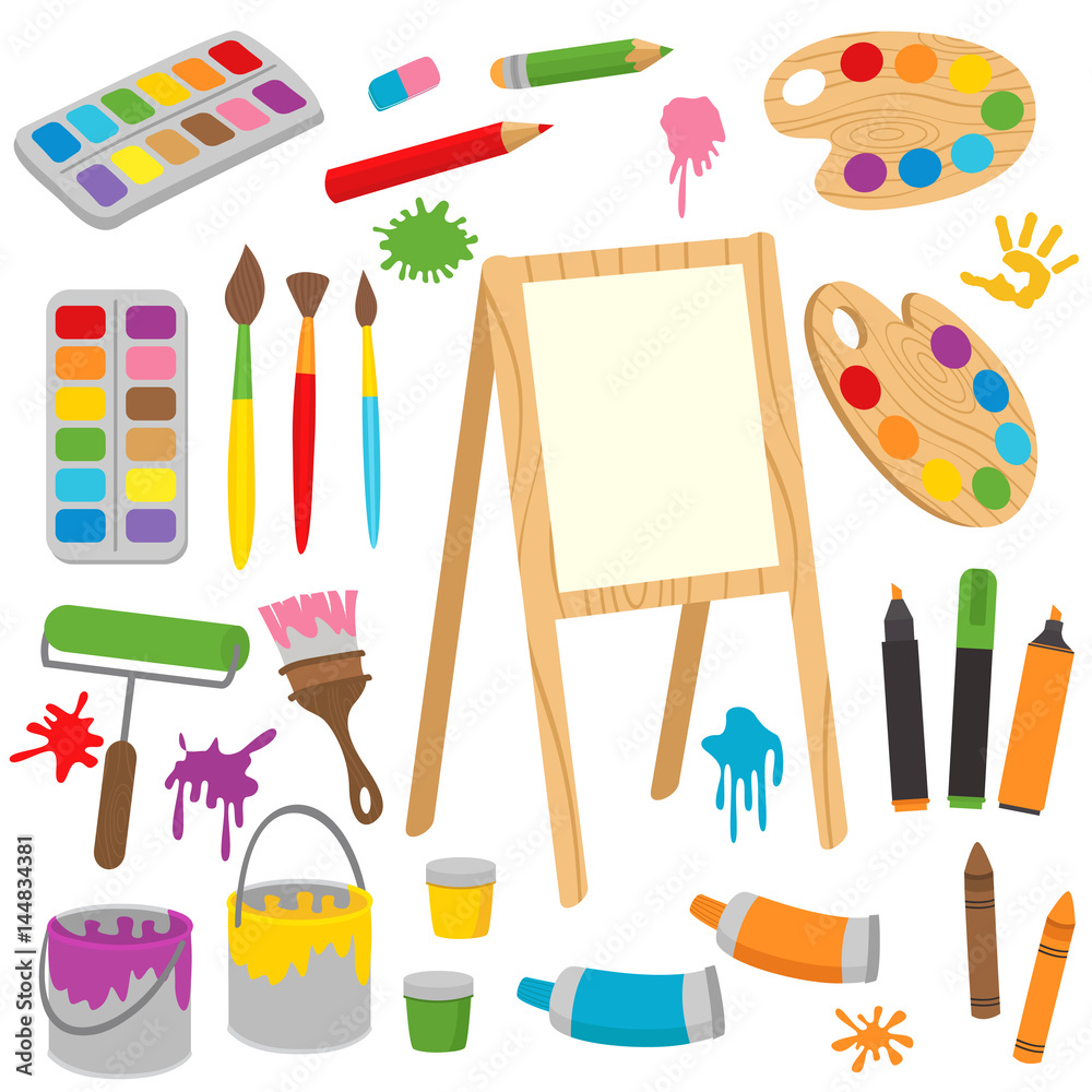 Fototapeta premium set of isolated drawing tools - vector illustration, eps 