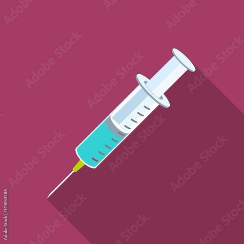 Syringe icon flat. Single medicine icon from the big medical, healthcare flat.