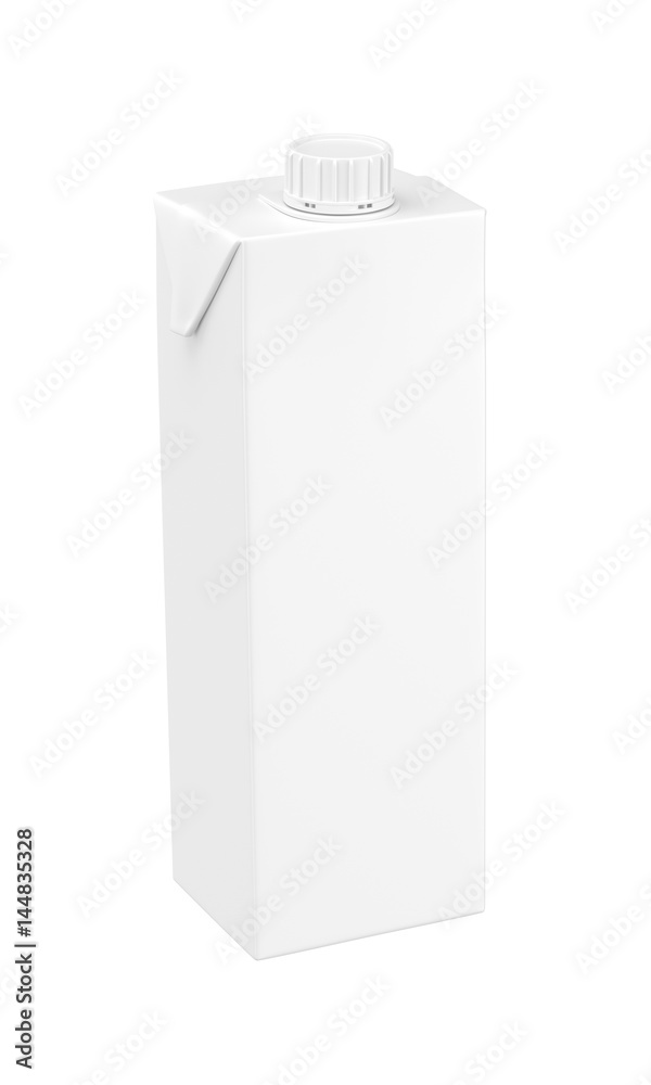 White blank milk box isolated on white background, 3D rendering White blank milk box isolated on white background, 3D rendering