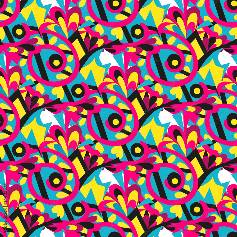 Graffiti bright psychedelic seamless pattern vector illustration Graffiti bright psychedelic seamless pattern vector illustration
