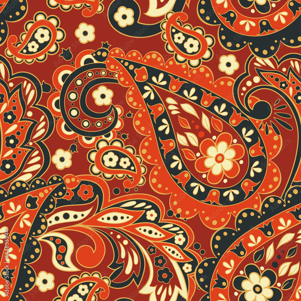 Seamless Paisley pattern in indian style. 