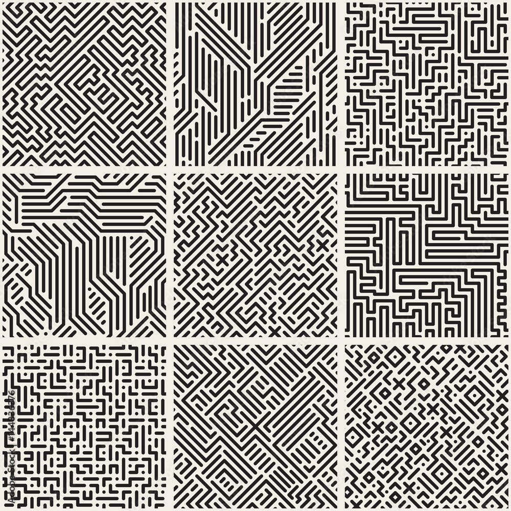 Collection of striped seamless geometric patterns.