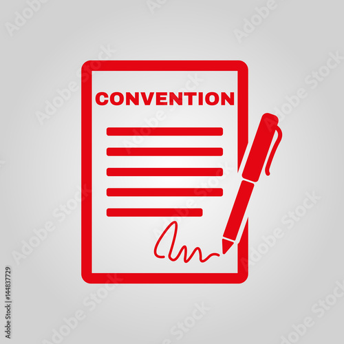 Convention icon. Contract and signature, pact, accord, agreement symbol. Flat Vector illustration
