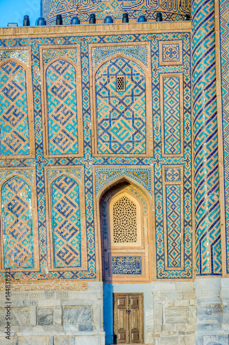 Blue tiled walls  Samarkand Registan  Uzbekistan