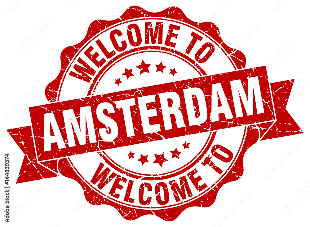 Fototapeta premium Amsterdam round ribbon seal