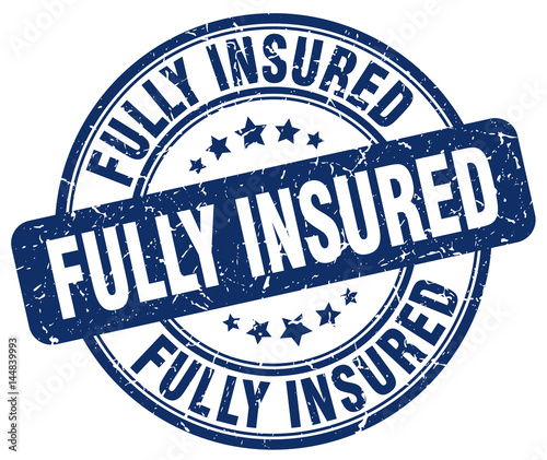 fully insured blue grunge stamp