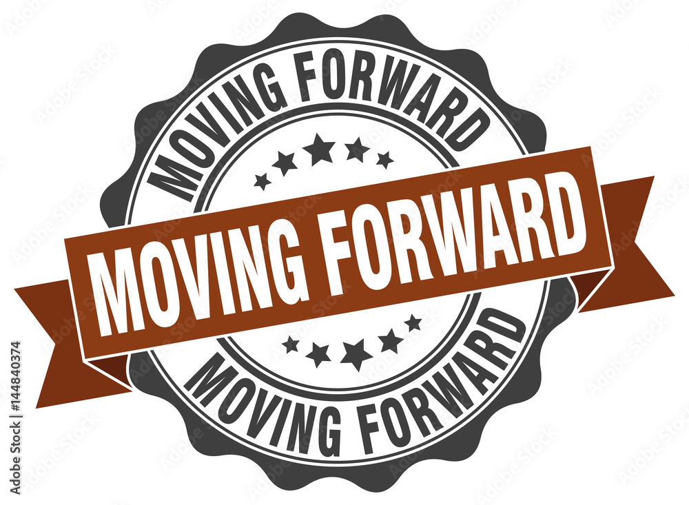 moving forward stamp. sign. seal