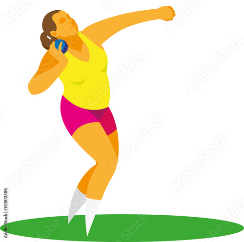 a woman is shot putter in the throwing sector