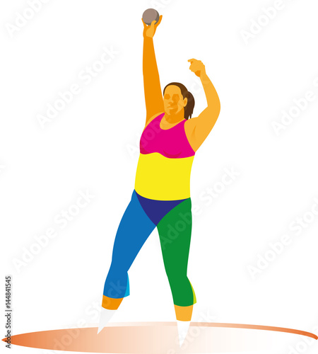 woman shot putter prepares to execute his attempt