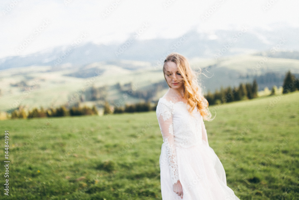Elegant bride at the mountains Elegant bride at the mountains