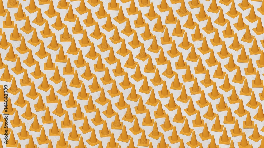 Huge Isometric Array of Simple Orange Traffic Cones