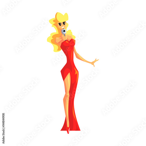 Secret Service Female Agent Undercover With Gun. Sexy Blond Woman Professional Asset On Duty.