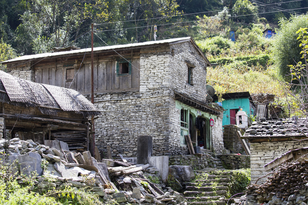 Traditional stone home of Manang village. Annapurna area, Himalaya, Nepal Traditional stone home of Manang village. Annapurna area, Himalaya, Nepal