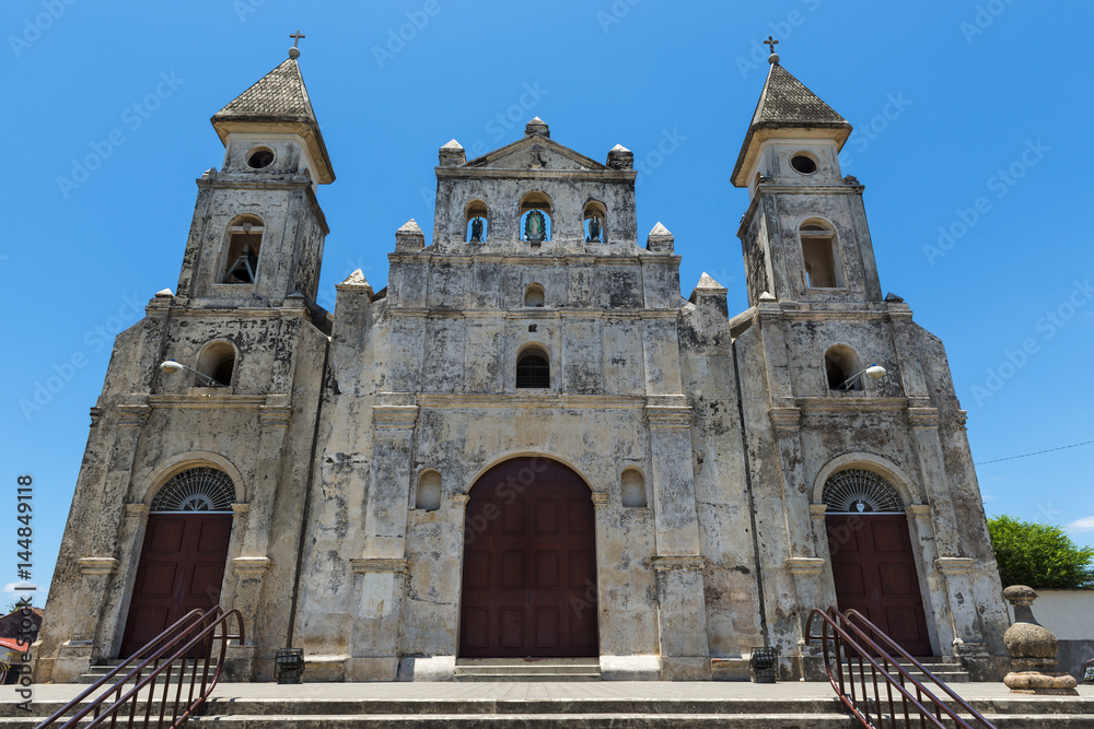 Façade of the Guadalupe Church (Iglesia de Guadalupe) in Granada, Nicaragua, Central America