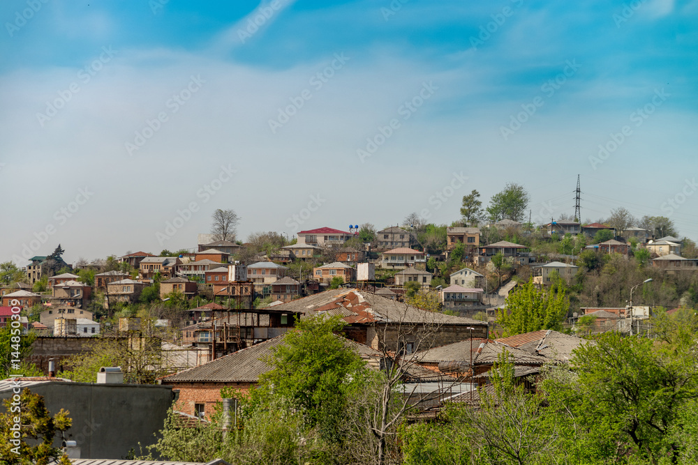 Panorama view on Kutaisi city, Georgia at the noon.Vivid image.