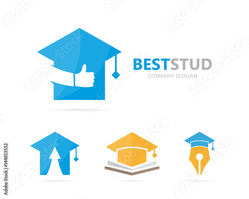 Vector of graduate hat and like logo combination. Study and best symbol or icon. Unique college and university logotype design template.