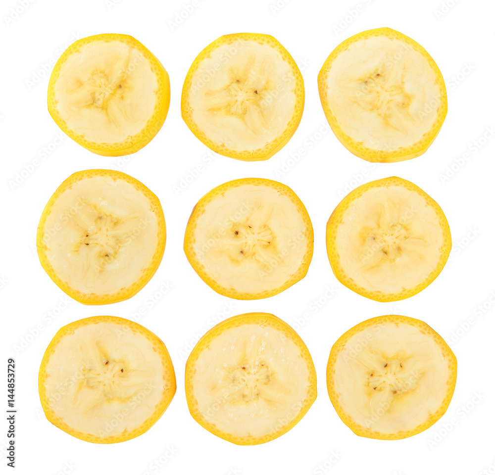 Banana slice isolated on white background