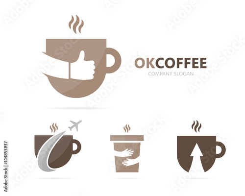 Vector of coffee and like logo combination. Drink and best symbol or icon. Unique cup and tea logotype design template.