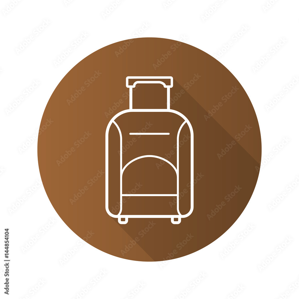 Luggage suitcase on wheels. Flat linear long shadow icon Luggage suitcase on wheels. Flat linear long shadow icon
