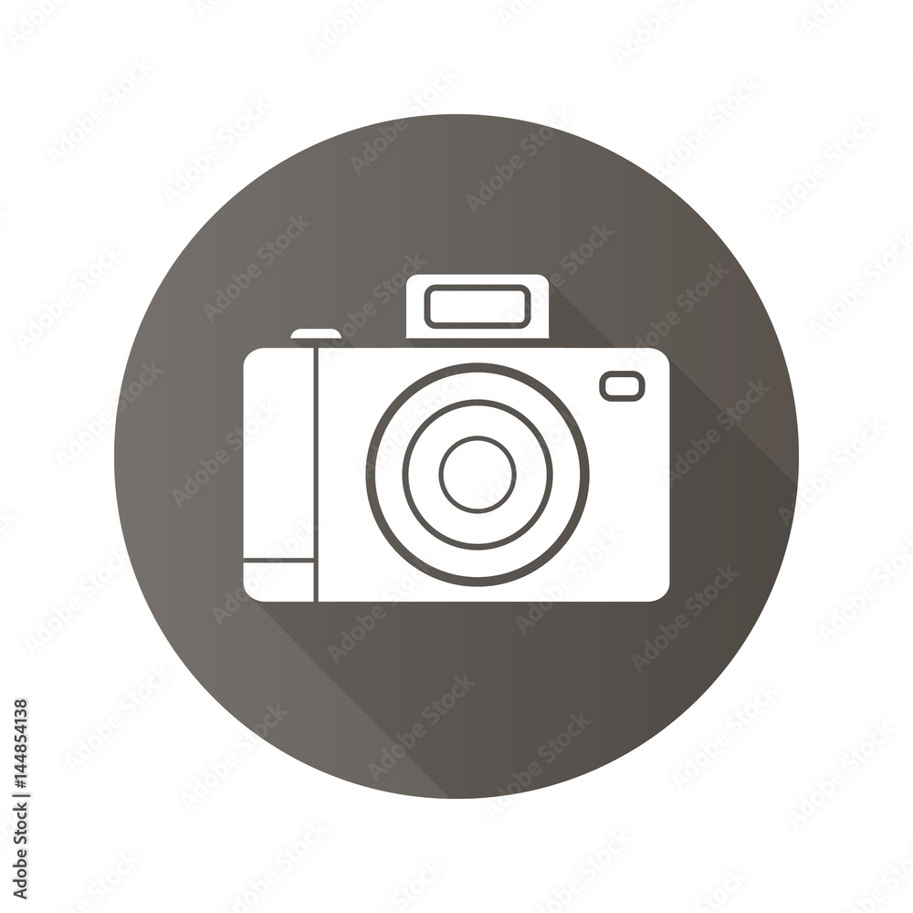 Photo camera flat design long shadow icon Photo camera flat design long shadow icon
