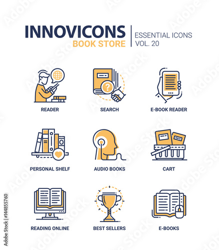 Book store - modern color vector single line icon set