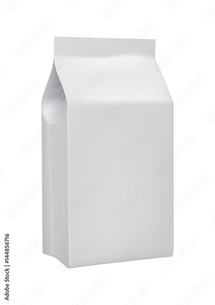 Blank white 3d model take away product package isolated on white background vector illustration. Packaging design element for branding. Blank white 3d model take away product package isolated on white background vector illustration. Packaging design element for branding.
