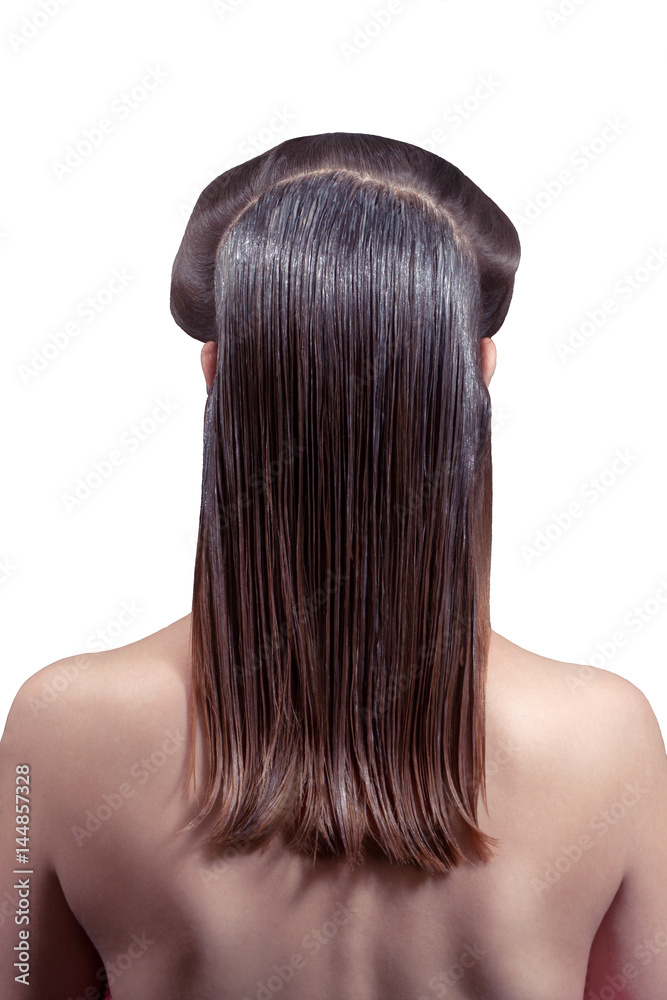 Hair colouring in process on a white background Hair colouring in process on a white background