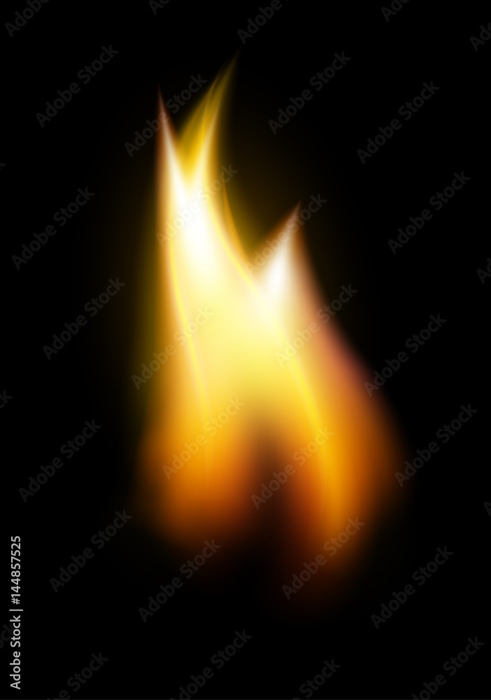 Orange flame tongue vector element isolated on black background vector illustration.