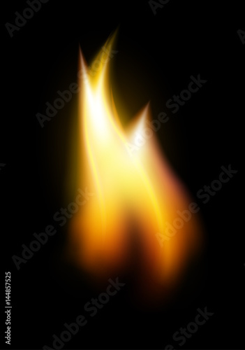 Orange flame tongue vector element isolated on black background vector illustration.