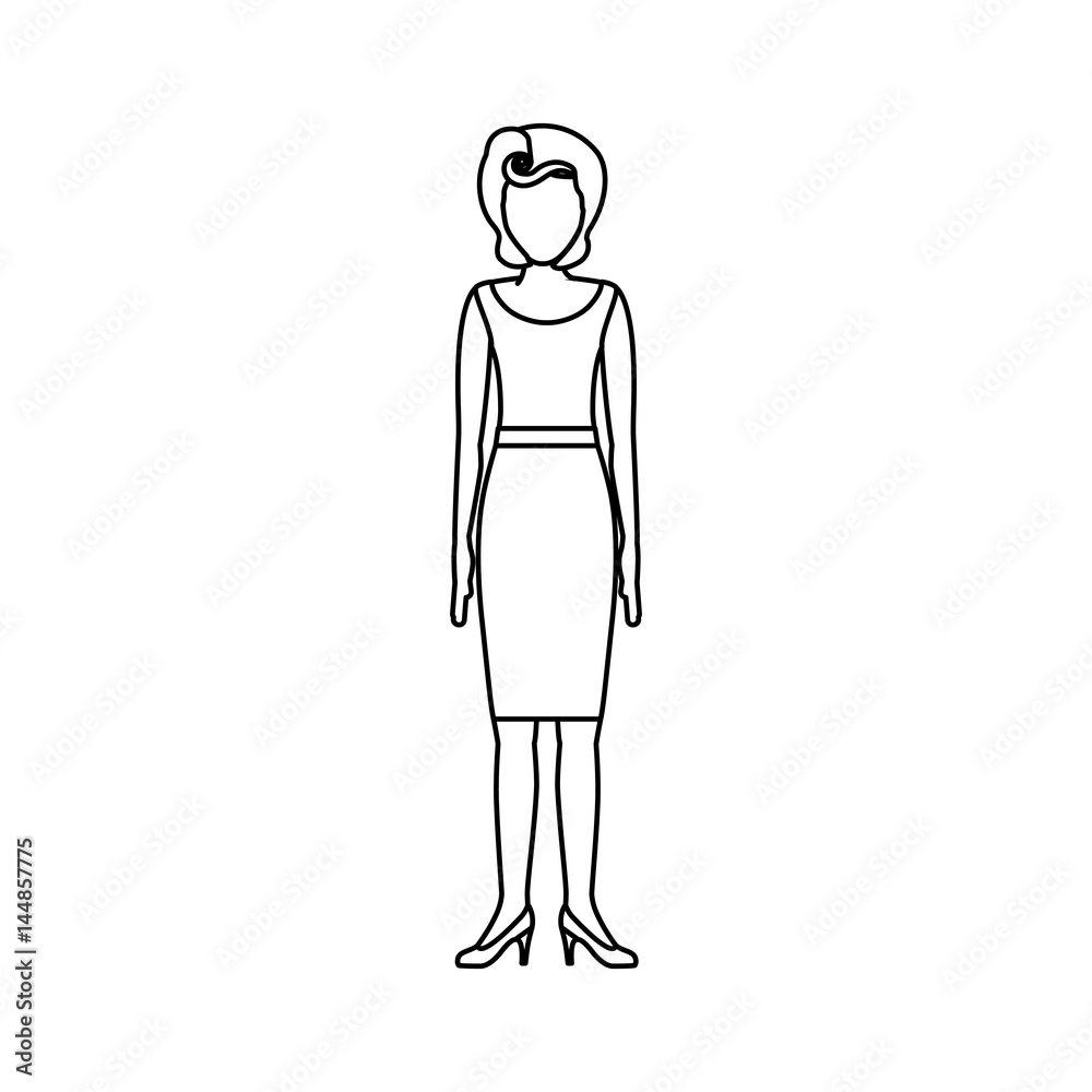 contour body faceless woman with blouse and skirt retro style vector illustration contour body faceless woman with blouse and skirt retro style vector illustration