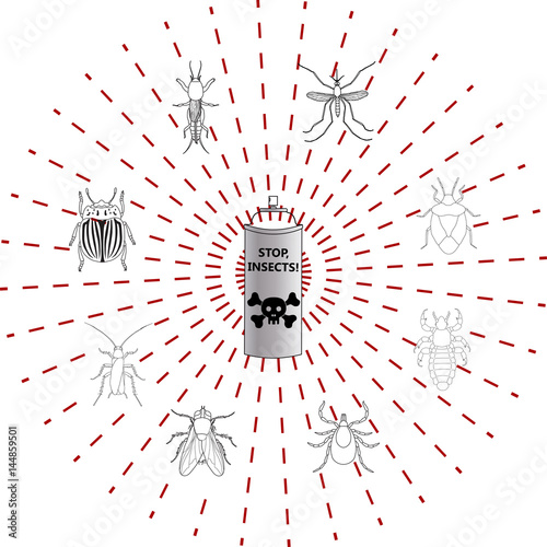 Spray against insects insecticides. anti pesticides. vector illustration