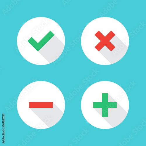 Tick, cross, plus, minus icon set