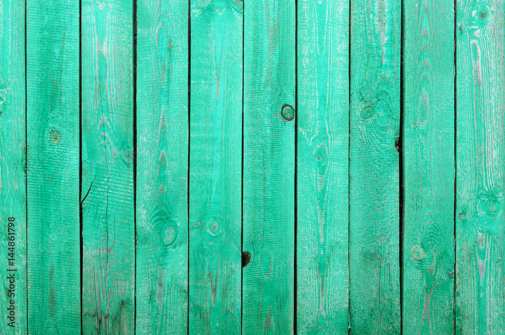 Texture of green painted wooden fence Texture of green painted wooden fence