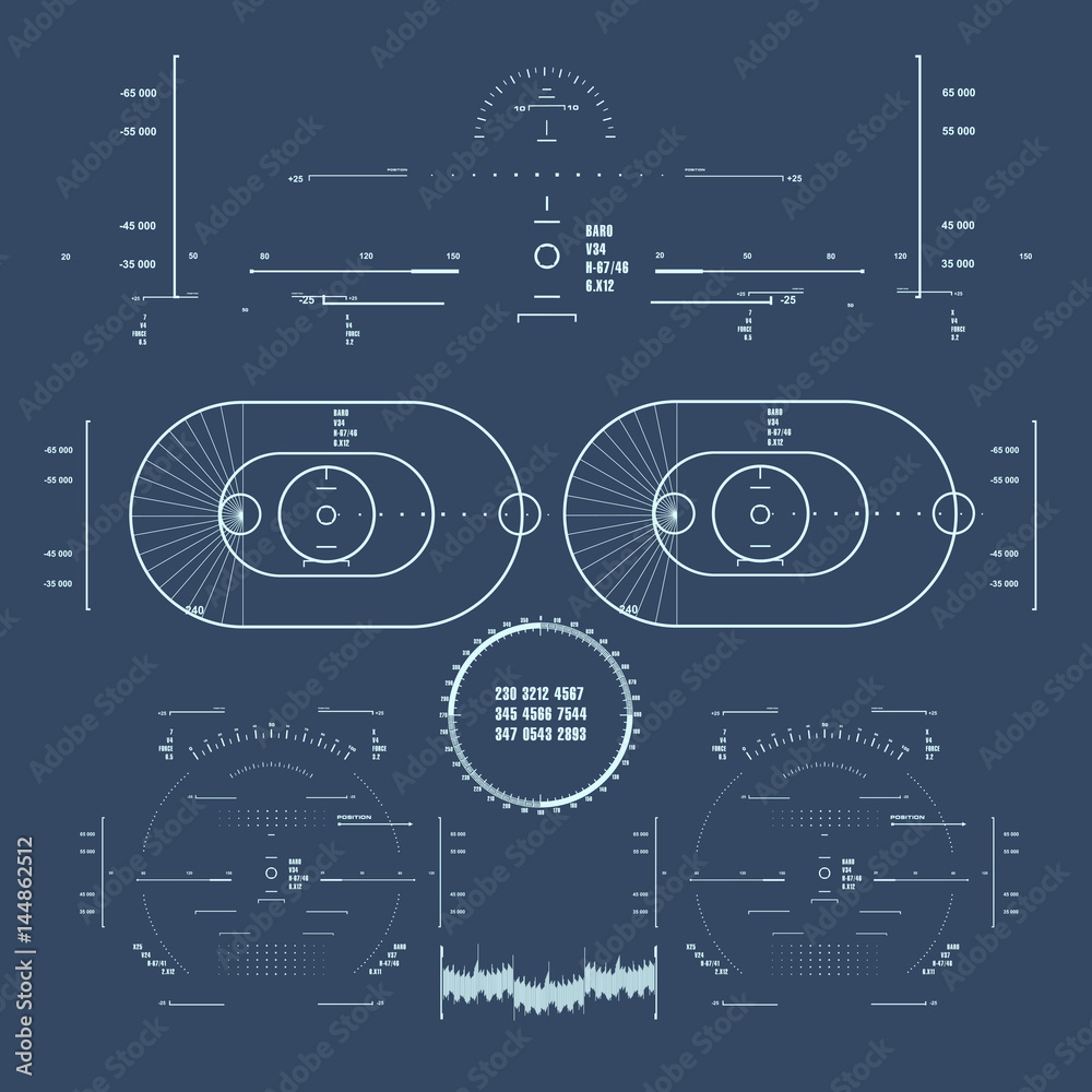 Futuristic blue virtual graphic touch user interface Futuristic blue virtual graphic touch user interface