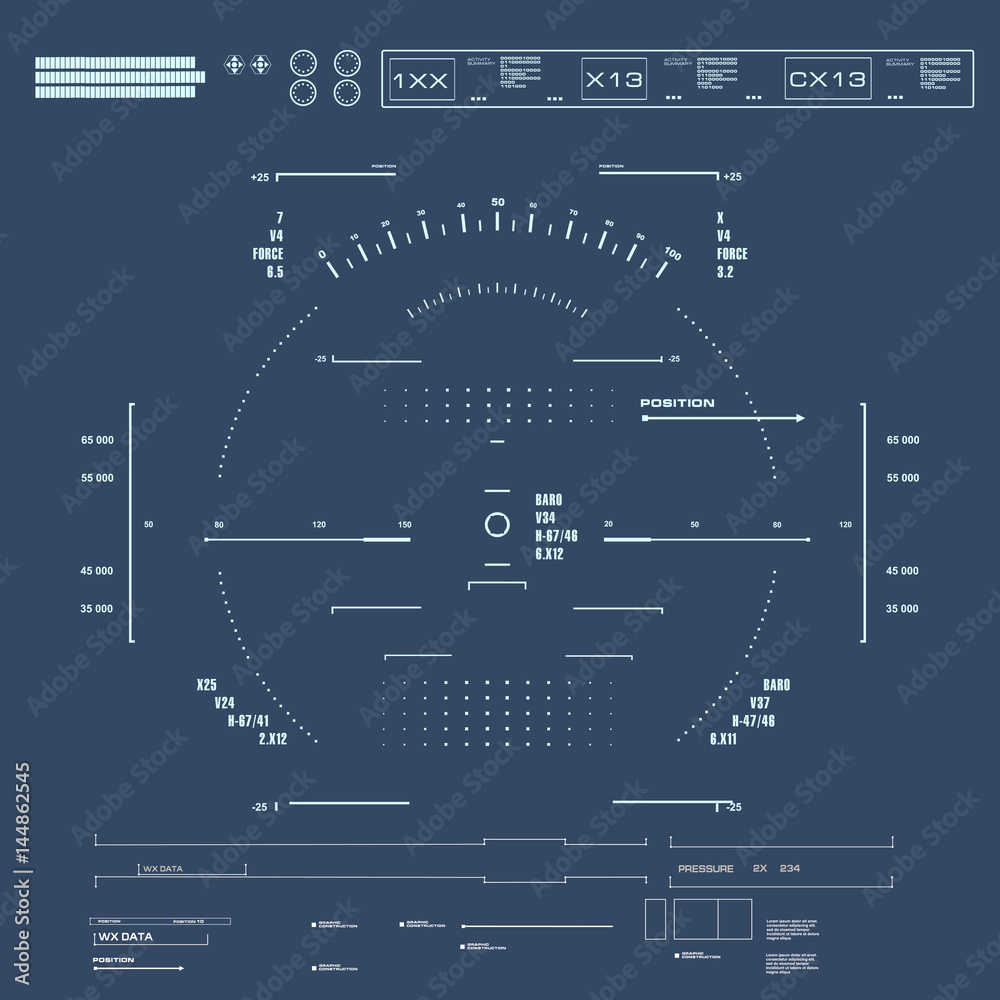 Futuristic blue virtual graphic touch user interface Futuristic blue virtual graphic touch user interface